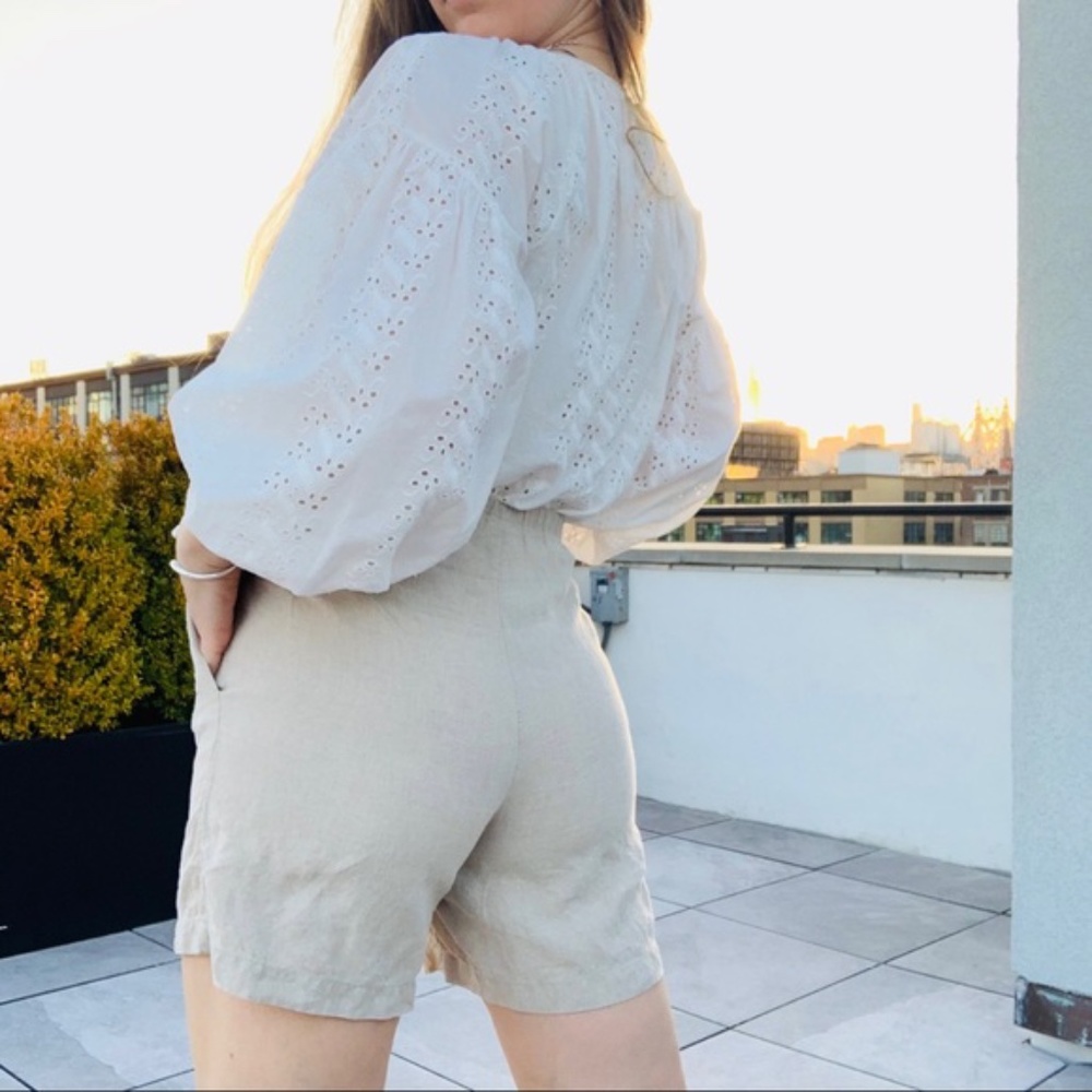 J.Jill Linen High Waist Short Pull On Shorts Tan S